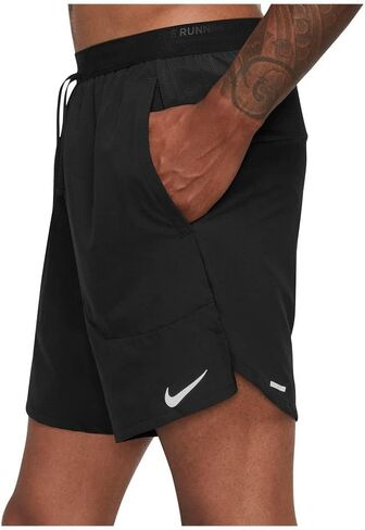 Nike Dri-FIT Stride Men's 7" Brief-Lined Running Shorts (as1, Alpha, l, Regular, Regular, Black/Black, Regular Fit) in Saudi Arabia
