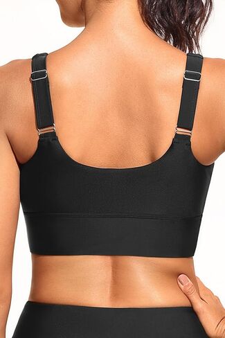 Yonique Women Sports Bra Bikini Top Only Swim Bra Athletic Swim Top Scoop Neck Bathing Suit Top Teal M in Saudi Arabia