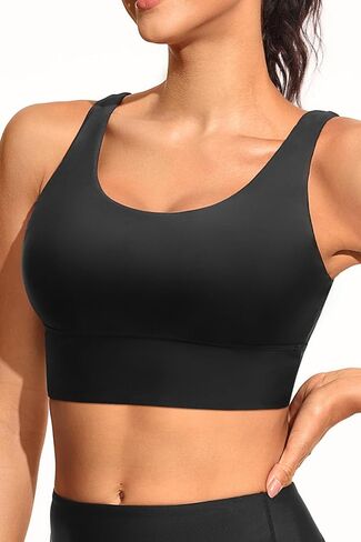 Yonique Women Sports Bra Bikini Top Only Swim Bra Athletic Swim Top Scoop Neck Bathing Suit Top Teal M in Saudi Arabia