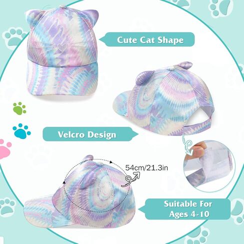 Girls Baseball Cap Kids Sunglasses Set,Adjustable Girls Hat Sequin Cat Ear Hat Cute Toddler Hat for Girls Ages 3-10Y(Pink) in Saudi Arabia