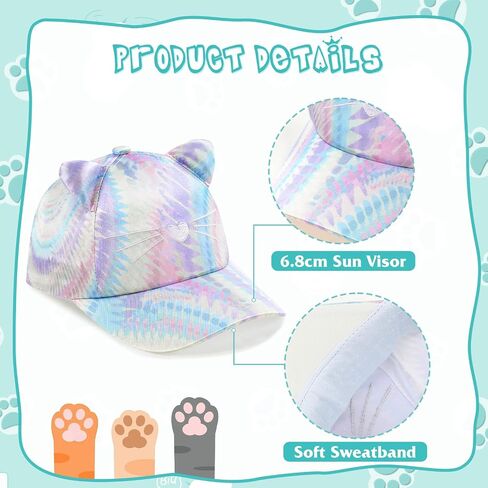 Girls Baseball Cap Kids Sunglasses Set,Adjustable Girls Hat Sequin Cat Ear Hat Cute Toddler Hat for Girls Ages 3-10Y(Pink) in Saudi Arabia