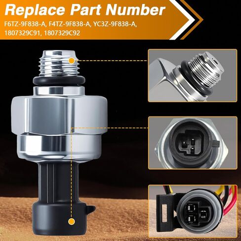 7.3L Diesel Injection Control Pressure Sensor with Harness, ICP Sensor Assembly Compatible with Ford Excursion F350 F450 F550 E350 E450 E550 7.3L Powerstroke Diesel Replace#: F6TZ-9F838-A in Saudi Arabia