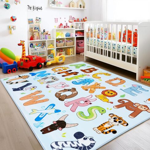 Kids Rugs for Playroom, 3x4 Feet Educational Rug for Learn The ABC Alphabet, Soft Machine Washable Non-Slip Cute Dinosaur Carpet for Classroom Toddler Nursery Kids Room Decor Mat, Beige in Saudi Arabia