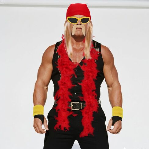 Kyson Adult Halloween Costume Kit Red Feather Boa Fake Mustaches Bandana with Wig Wristband Sunglasses for Cosplay Party in Saudi Arabia