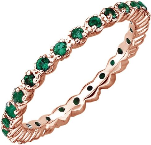AFFY Round Cut Simulated Green Emerald Eternity Band Ring in 14K Gold Over Sterling Silver in Saudi Arabia