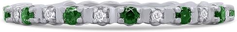 Simulated Green Emerald with Diamond Accent Eternity Band Ring in 14K Gold Over Sterling Silver in Saudi Arabia