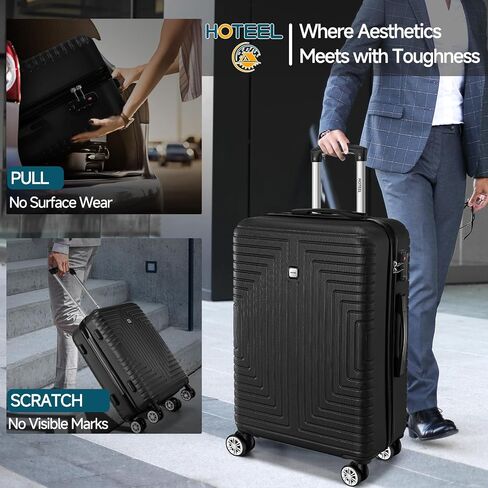Hoteel 3 Piece Carry on Luggage Sets with Spinner Wheels, ABS Hard Shell Suitcase with TSA Locks, 20 Inch Lightweight Luggages for Travel, Beige(BP/TB/20) in Saudi Arabia