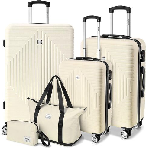 Hoteel 3 Piece Carry on Luggage Sets with Spinner Wheels, ABS Hard Shell Suitcase with TSA Locks, 20 Inch Lightweight Luggages for Travel, Beige(BP/TB/20) in Saudi Arabia