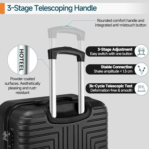 Hoteel 3 Piece Carry on Luggage Sets with Spinner Wheels, ABS Hard Shell Suitcase with TSA Locks, 20 Inch Lightweight Luggages for Travel, Beige(BP/TB/20) in Saudi Arabia