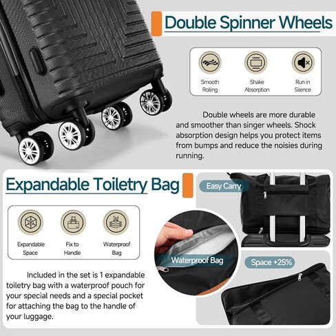 Hoteel 3 Piece Carry on Luggage Sets with Spinner Wheels, ABS Hard Shell Suitcase with TSA Locks, 20 Inch Lightweight Luggages for Travel, Beige(BP/TB/20) in Saudi Arabia