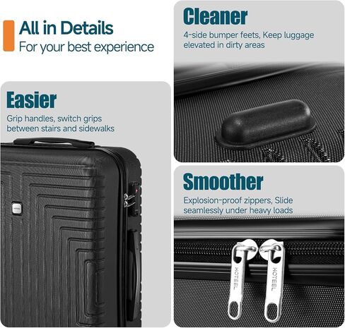 Hoteel 3 Piece Carry on Luggage Sets with Spinner Wheels, ABS Hard Shell Suitcase with TSA Locks, 20 Inch Lightweight Luggages for Travel, Beige(BP/TB/20) in Saudi Arabia