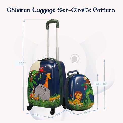 VLIVE Kid Luggage Set for Boys, Boy Hardside Spinner Luggage, Toddler Carry on Luggage w/Wheels (Girafee) in Saudi Arabia