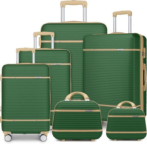Luggage Sets 6 Piece with two Cosmetic Case, Expandable(Only 28 & 24") Hardside Luggage with 360° Spinner Wheels, Durable Luggage Set Clearance For Women Men, Olive Green in Saudi Arabia