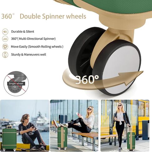 Luggage Sets 6 Piece with two Cosmetic Case, Expandable(Only 28 & 24") Hardside Luggage with 360° Spinner Wheels, Durable Luggage Set Clearance For Women Men, Olive Green in Saudi Arabia