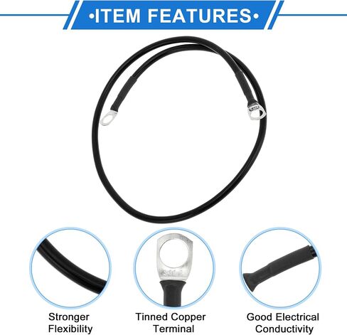 1 Pc Battery Inverter Cable 10 AWG Gauge 1.5FT 5/16" Lug Battery Cable Universal for Car Vehicle Boat RV Solar Tinned Copper Black in Saudi Arabia