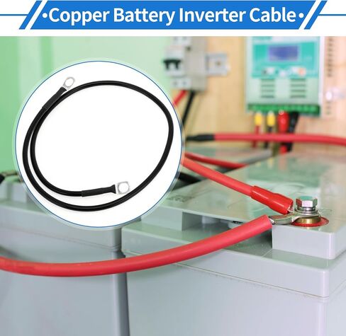 1 Pc Battery Inverter Cable 10 AWG Gauge 1.5FT 5/16" Lug Battery Cable Universal for Car Vehicle Boat RV Solar Tinned Copper Black in Saudi Arabia