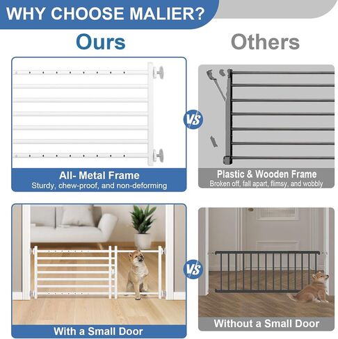 Malier Dog Gate with a Small Door, Extra Wide All Metal Short Dog Gate Pet Gate for Stairs, 10'' Tall Pressure Mount Easy Step Over Puppy Gate Low Gate for Doorways in Saudi Arabia