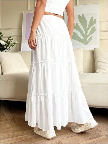 GORGLITTER Women's Flowy Ruffle Maxi Skirts Boho Tiered A Line Long Skirts Going Out Outfits in Saudi Arabia