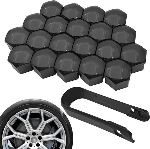 Pack of 20 Wheel Nut Cap, Automotive Tire Fixed Nut Sleeve, 19mm Tire Center Bolt Caps, Universal for Most Cars SUVs and Trucks (Black) in Saudi Arabia