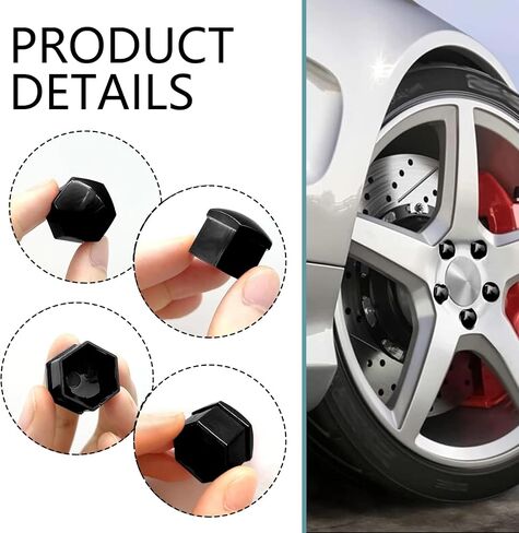 Pack of 20 Wheel Nut Cap, Automotive Tire Fixed Nut Sleeve, 19mm Tire Center Bolt Caps, Universal for Most Cars SUVs and Trucks (Black) in Saudi Arabia