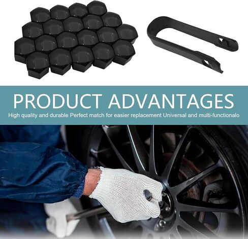 Pack of 20 Wheel Nut Cap, Automotive Tire Fixed Nut Sleeve, 19mm Tire Center Bolt Caps, Universal for Most Cars SUVs and Trucks (Black) in Saudi Arabia