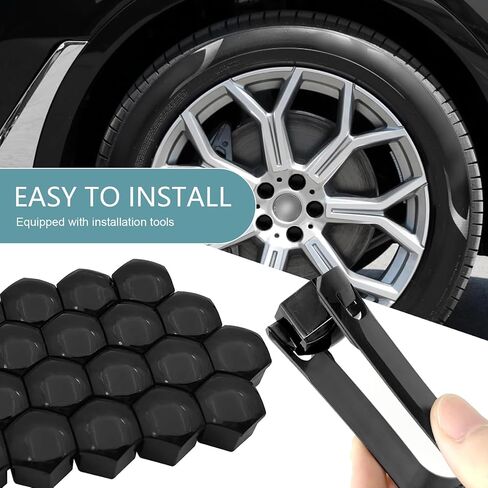 Pack of 20 Wheel Nut Cap, Automotive Tire Fixed Nut Sleeve, 19mm Tire Center Bolt Caps, Universal for Most Cars SUVs and Trucks (Black) in Saudi Arabia