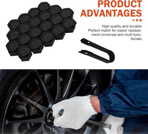 20 PCS Wheel Nut Cap, Hexagonal Nut Dust and Rust Protection Cover with Puller, Plastic Shell Tight Fit Anti-theft Installation Personalized Wheel Decoration, for Most Cars (Red #19 mm) in Kuwait