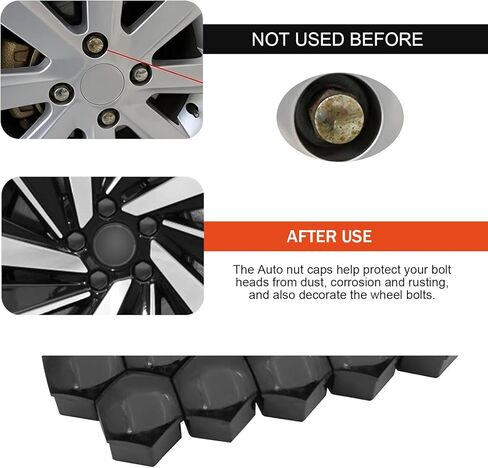 20 PCS Wheel Nut Cap, Hexagonal Nut Dust and Rust Protection Cover with Puller, Plastic Shell Tight Fit Anti-theft Installation Personalized Wheel Decoration, for Most Cars (Red #19 mm) in Kuwait