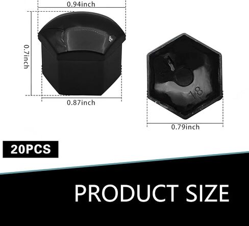 Pack of 20 Wheel Nut Cap, Automotive Tire Fixed Nut Sleeve, 19mm Tire Center Bolt Caps, Universal for Most Cars SUVs and Trucks (Black) in Saudi Arabia