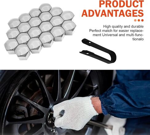 20 PCS Wheel Nut Cap, Hexagonal Nut Dust and Rust Protection Cover with Puller, Plastic Shell Tight Fit Anti-theft Installation Personalized Wheel Decoration, for Most Cars (Red #19 mm) in Saudi Arabia