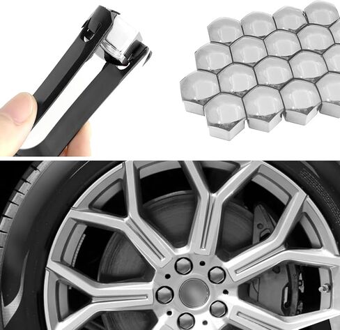 20 PCS Wheel Nut Cap, Hexagonal Nut Dust and Rust Protection Cover with Puller, Plastic Shell Tight Fit Anti-theft Installation Personalized Wheel Decoration, for Most Cars (Red #19 mm) in Saudi Arabia