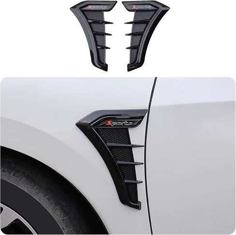 Car Accessories Fit For Hyundai Elantra 2021 2022 2023 2024 ide Door Air Flow Fender Vent Outlet Cover Trim Decor Sticker (Black) 2PCS ABS in Saudi Arabia