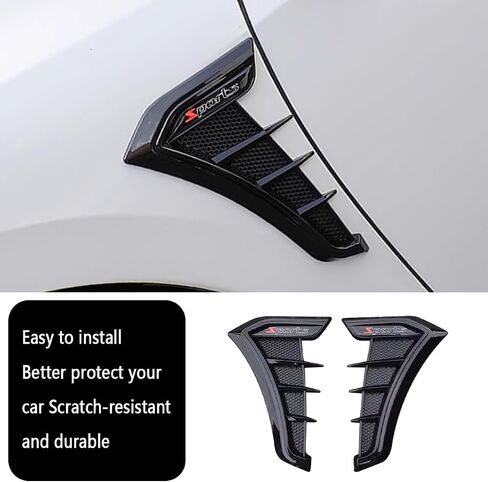 Car Accessories Fit For Hyundai Elantra 2021 2022 2023 2024 ide Door Air Flow Fender Vent Outlet Cover Trim Decor Sticker (Black) 2PCS ABS in Saudi Arabia