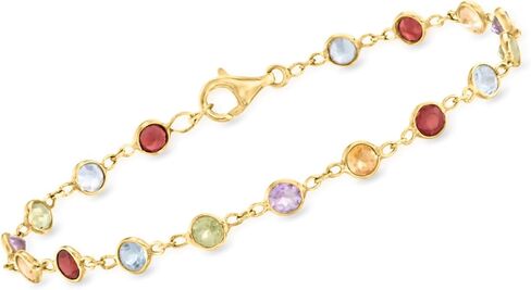 Ross-Simons 4.30 ct. t.w. Bezel-Set Multi-Gemstone Bracelet in 18kt Gold Over Sterling in Saudi Arabia