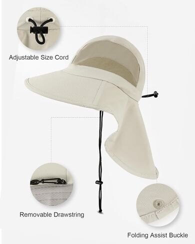 Sun Hat Outdoor with Large-Area Neck Flap, UV Protection Quick-Dry Breathable Fishing Hat for Hiking Garden in Saudi Arabia