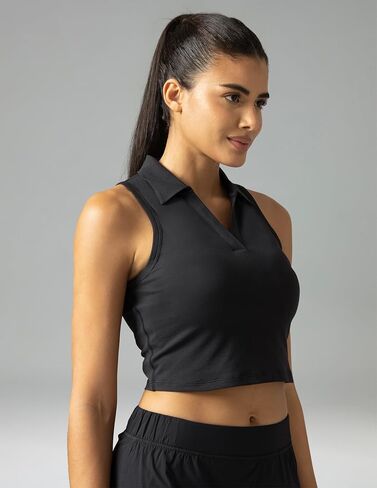 Colorfulkoala Women's Polo Tank Tops Slim-Fit Golf Crop Tops Sleeveless Tennis Casual T-Shirts in Saudi Arabia
