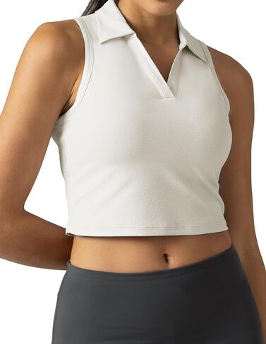 Colorfulkoala Women's Polo Tank Tops Slim-Fit Golf Crop Tops Sleeveless Tennis Casual T-Shirts in Saudi Arabia