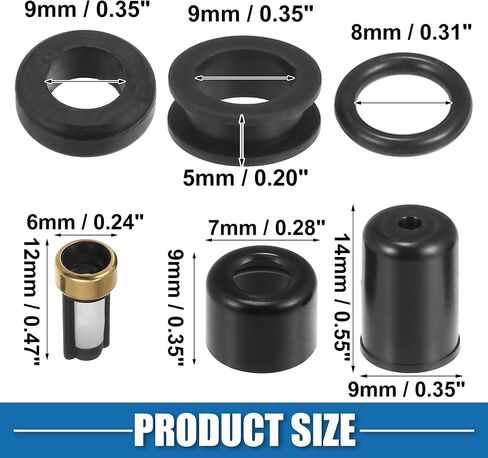 Fuel Injector O Rings Seals with Micro Filters Fuel Injector Repair Kit for Toyota Tacoma 1995-2000 Rubber Black (Set of 4) in Saudi Arabia