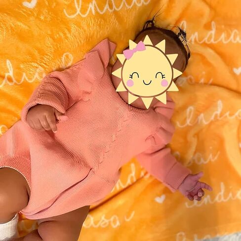 Baby Girl Long Sleeve Ruffle Bodysuit Dress Pleated Hem Pink Tutu Fall Clothes My First Thanksgiving Ugly Christmas Outfits 0-3 Months Snap Up Knit Sweater Winter Romper Brown 6-12 Months in Saudi Arabia