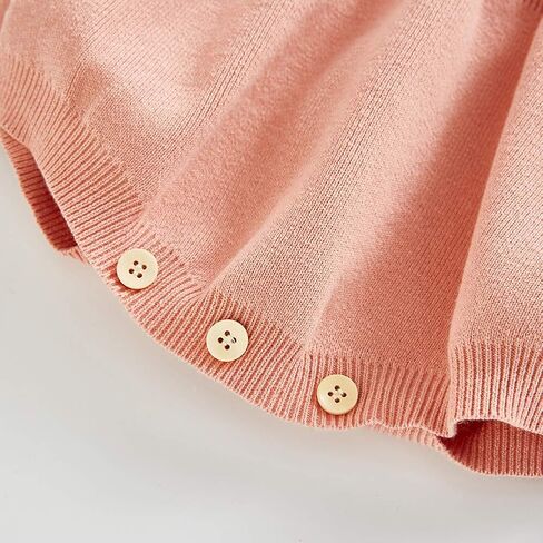 Baby Girl Long Sleeve Ruffle Bodysuit Dress Pleated Hem Pink Tutu Fall Clothes My First Thanksgiving Ugly Christmas Outfits 0-3 Months Snap Up Knit Sweater Winter Romper Brown 6-12 Months in Saudi Arabia