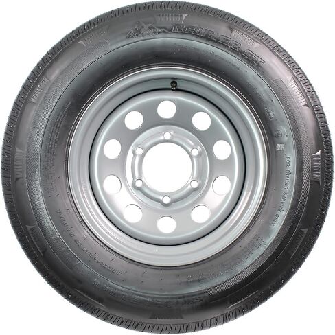 eCustomrim Radial Trailer Tire On Rim ST225/75R15 Load Range E 15" 6 Lug Modular Silver Wheel - 6 Year Warranty w/Free Roadside in Saudi Arabia