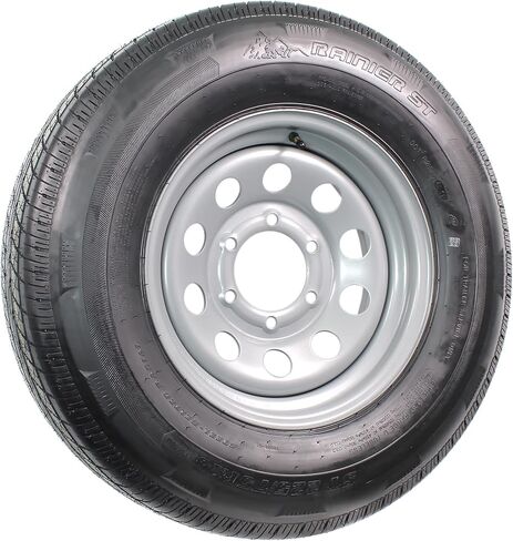 eCustomrim Radial Trailer Tire On Rim ST225/75R15 Load Range E 15" 6 Lug Modular Silver Wheel - 6 Year Warranty w/Free Roadside in Saudi Arabia