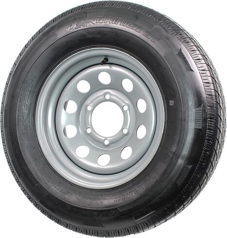 eCustomrim Radial Trailer Tire On Rim ST225/75R15 Load Range E 15" 6 Lug Modular Silver Wheel - 6 Year Warranty w/Free Roadside in Saudi Arabia