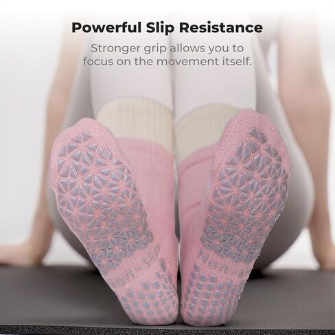الجوارب بيلاتيس مع قبضة للنساء ، جوارب قبضة اليوغا غير اللزجة اللزجة ليلاتيس واليوغا والباري واللياقة المنزلية in Kuwait