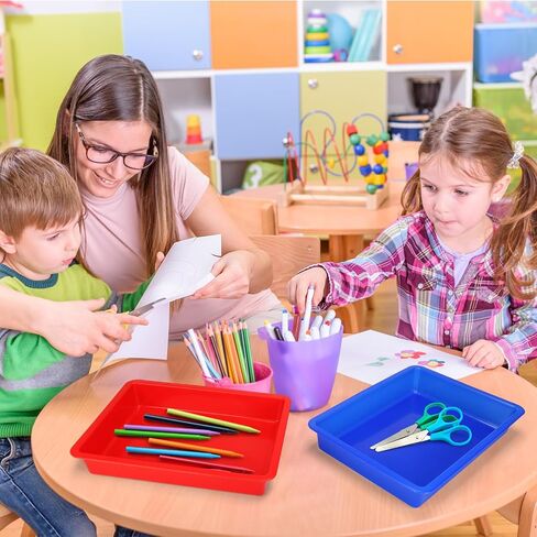 ShineMe Turn in Trays Classroom, 6 Pack White Paper Trays for Classroom with Colorful Labels, Thick Plastic Storage Bins for School, Office Organization, Letter Size Flat Storage Tray in Saudi Arabia
