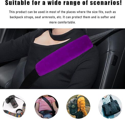 2 PCS Car Seat Belt Covers Shoulder Pad, Soft Synthetic Wool Sheepskin Seat Belt Shoulder Pad, Warm & Fluffy Seat Belt Cover for Comfortable Driving, Car Accessories (Black) in Saudi Arabia