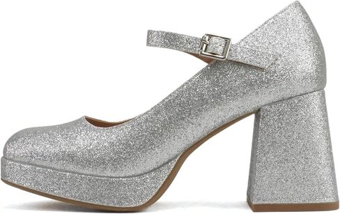 Soda “NOSTA" ~ Women Square Toe Mary Jane Platform High Chunky Flare Heel Pump Shoe with Adjustable Ankle Strap in Saudi Arabia
