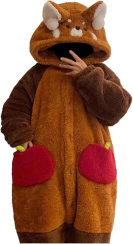 Animal Onesies Pajamas,Warm Flannel Cute Animal Onesie Pajamas Christmas Cosplay Sleepwear Jumpsuit Thick Nightgown in Saudi Arabia