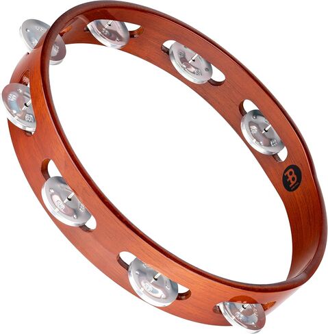 Meinl Percussion Traditional Goatskin Headed Wood Tambourine with Aluminum Jingles, Double Row — NOT Made in China — for All Musicians, 2-Year Warranty (TAH2A-AB) in Saudi Arabia