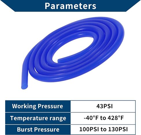 Silicone Vacuum Tubing Hose Automotive Vacuum Line High Temperature 5.5Ft 1/8" 3mm ID 2.5mm Thickness 1 Pcs Blue 130PSI Max Pressure in Saudi Arabia